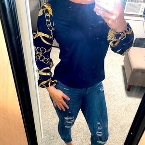 NWOT Shein gold chain pattern long sleeve